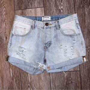 One Teaspoon Chargers Distressed Denim Shorts